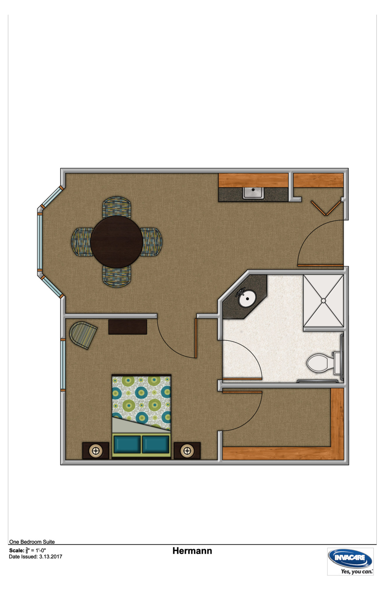 StoneBridge: Hermann One-Bedroom Suite Floor Plan