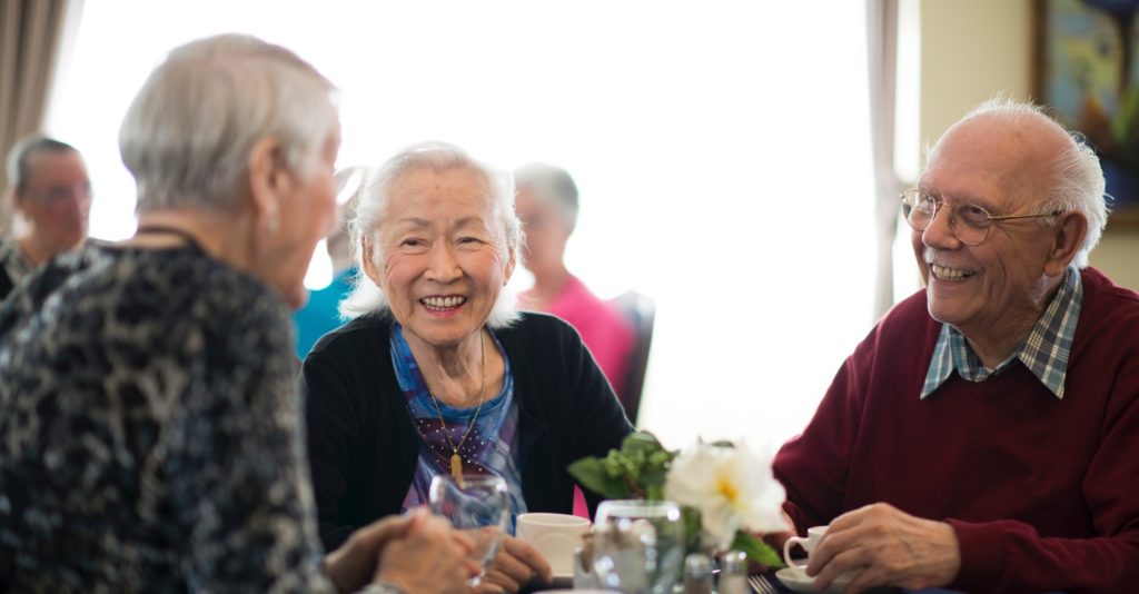 assisted living residents socializing